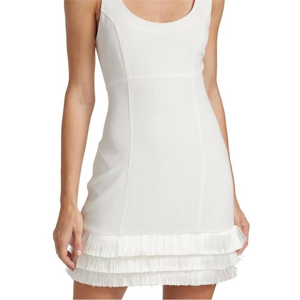 Cinq à Sept White Fringe Hem Dress